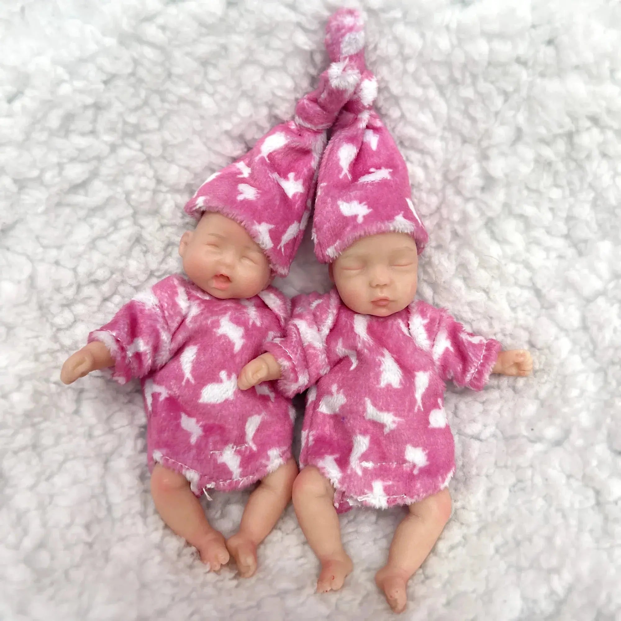 Image of Reborn Baby Dolls 11Cm Painted Mini Silicone Palm Girl With 2 Set Of
