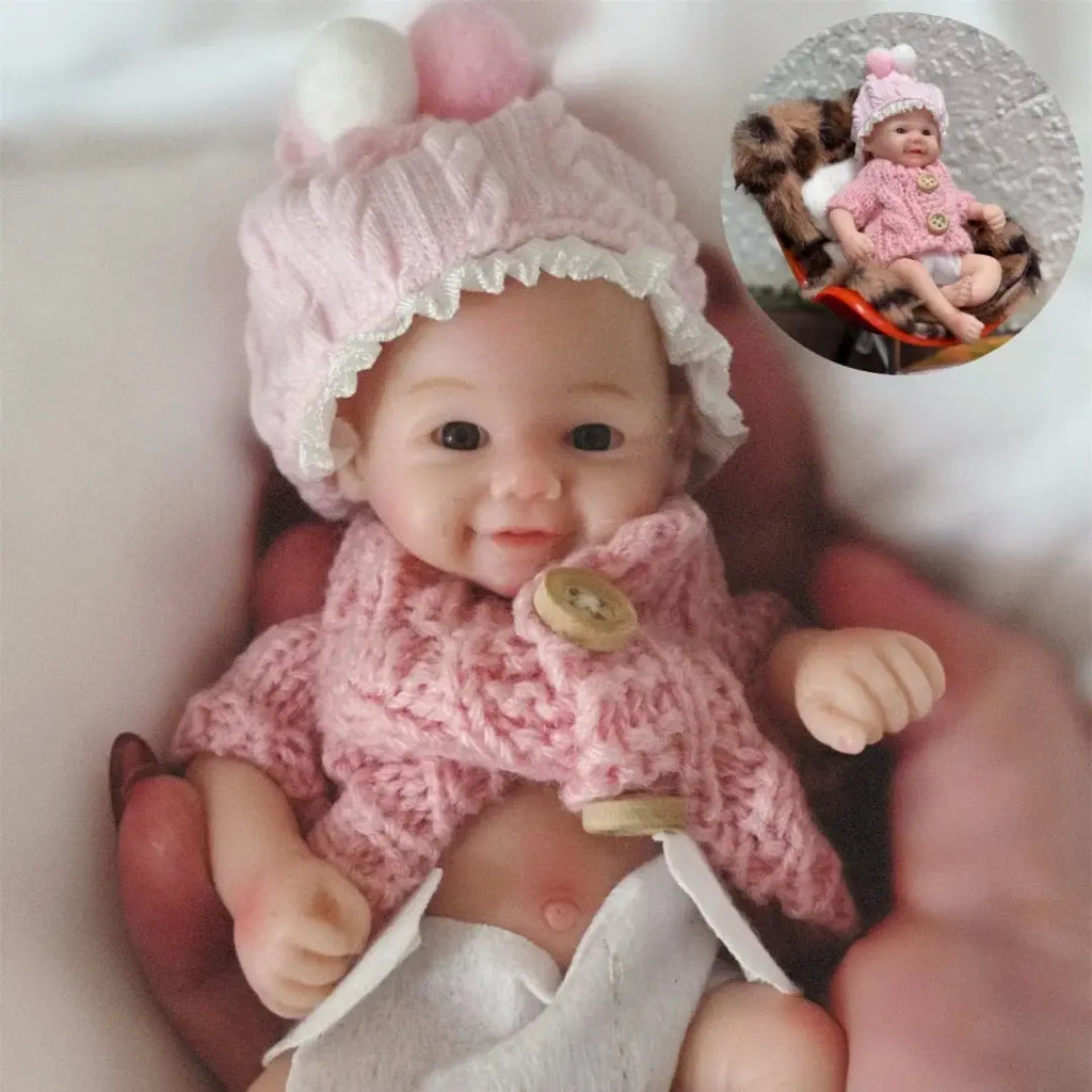 Image of Reborn Baby Dolls 15Cm Can Washable Mini Vivienne Solid Silicone Bebe