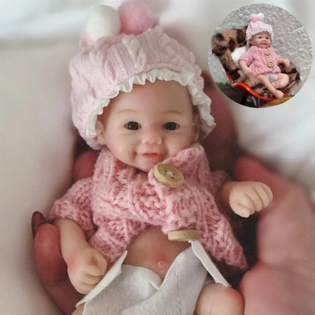 Image of Reborn Baby Dolls 15Cm Can Washable Mini Vivienne Solid Silicone Bebe
