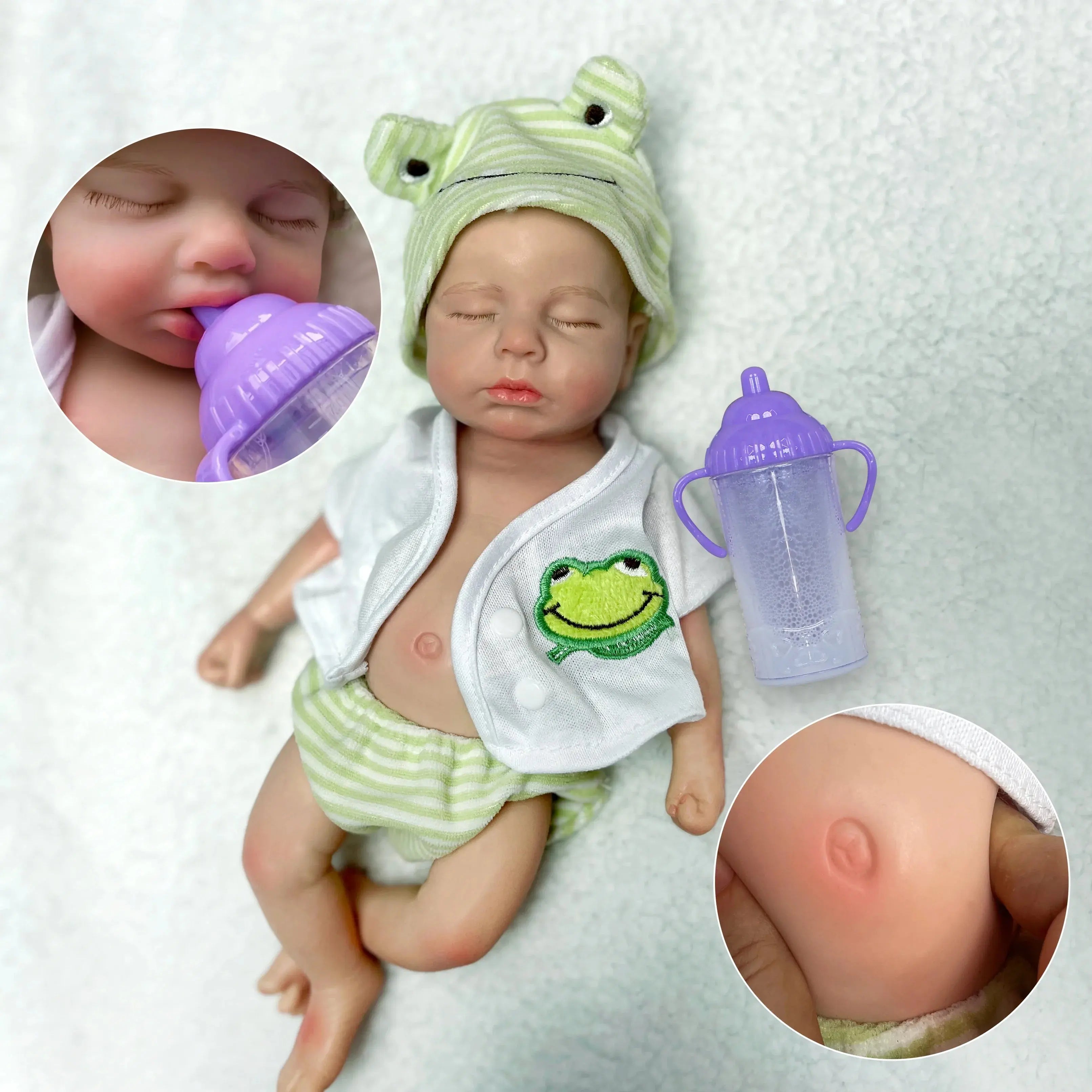 Image of Reborn Baby Dolls 33Cm Silicone Loulou Can Open Mouth Reborn Dolls