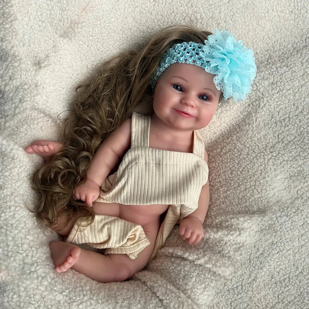 Image of Reborn Baby Dolls Painted Newborn Girl Maddie With Hair Artist