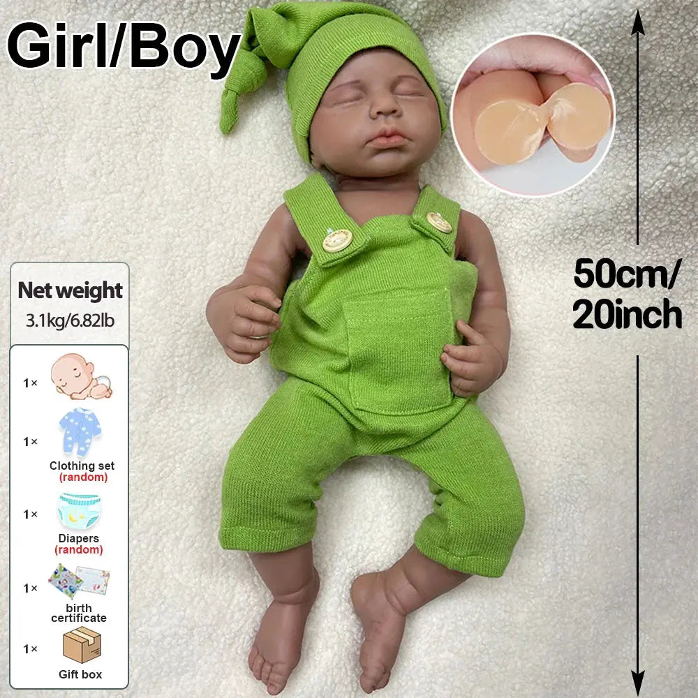 Image of Reborn Baby Dolls Collectible 20Inch Silicone Reborn African Baby