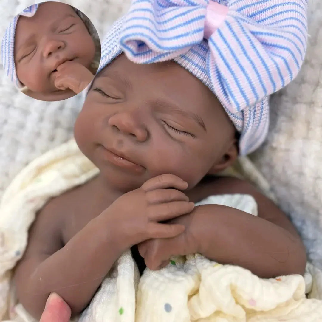 Image of Reborn Baby Dolls 18Inch Dark Skin Can Open Mouth Pascale Solid Bebe