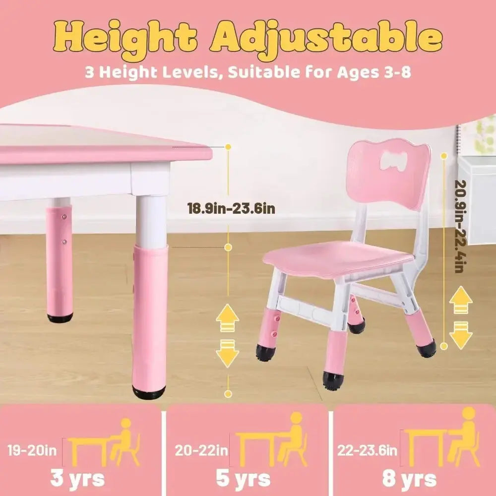 Image of Reborn Baby Dolls Kids Table And 2 Chairs Set, Height Adjustable