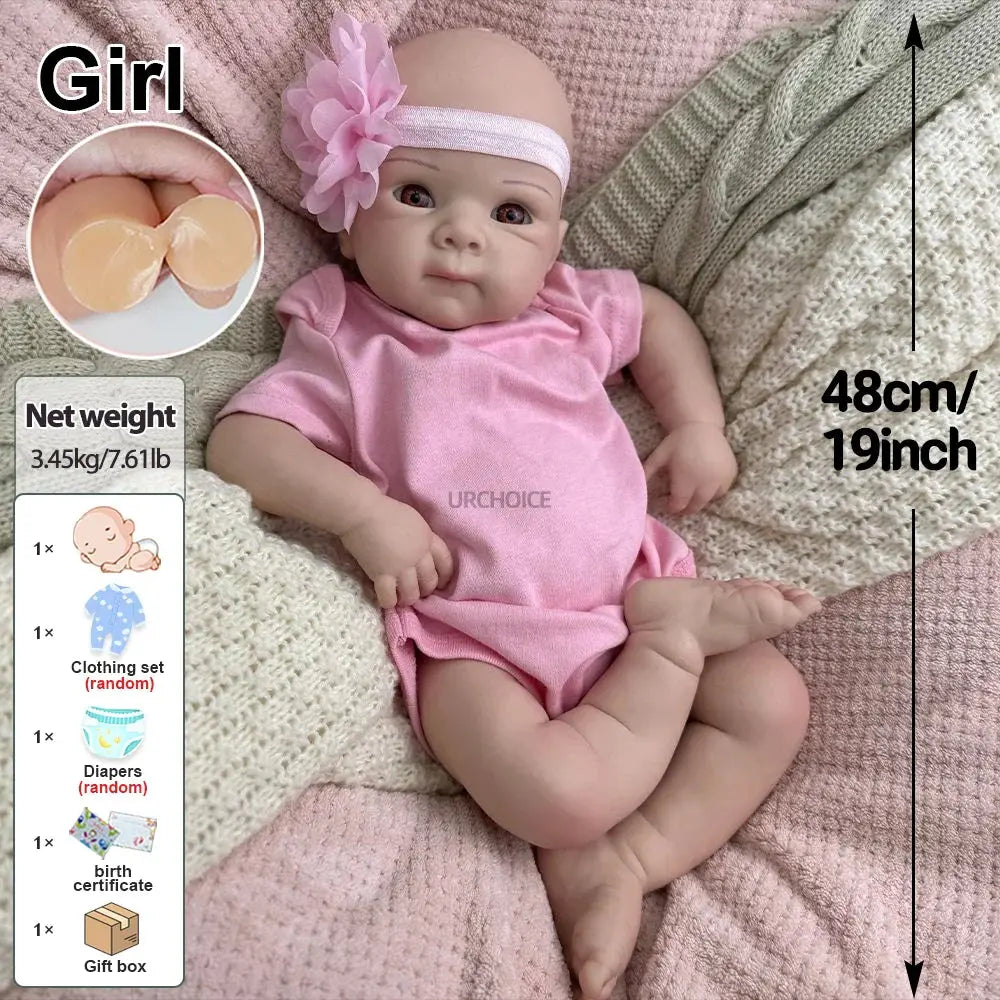 Image of Reborn Baby Dolls Handmade 19Inch Lifelike Skin Visible Veins