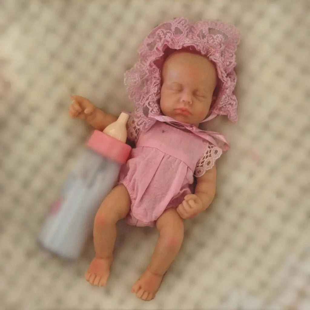 Image of Reborn Baby Dolls Anjo Doll 6 Inch Mini Palm Girl Loulou Soft Solid