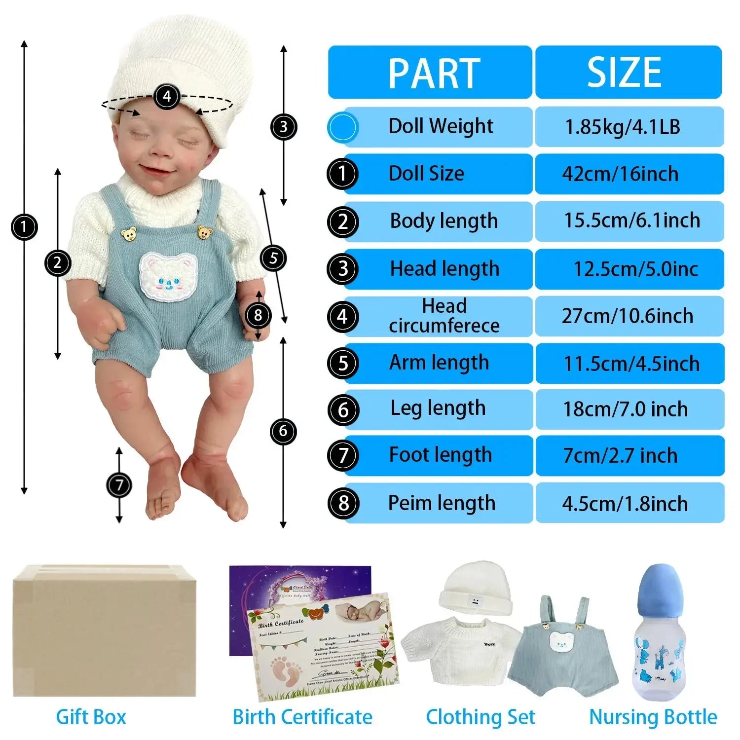 Image of Reborn Baby Dolls 42Cm April Whole Body Solid Silicone Bebe Reborn