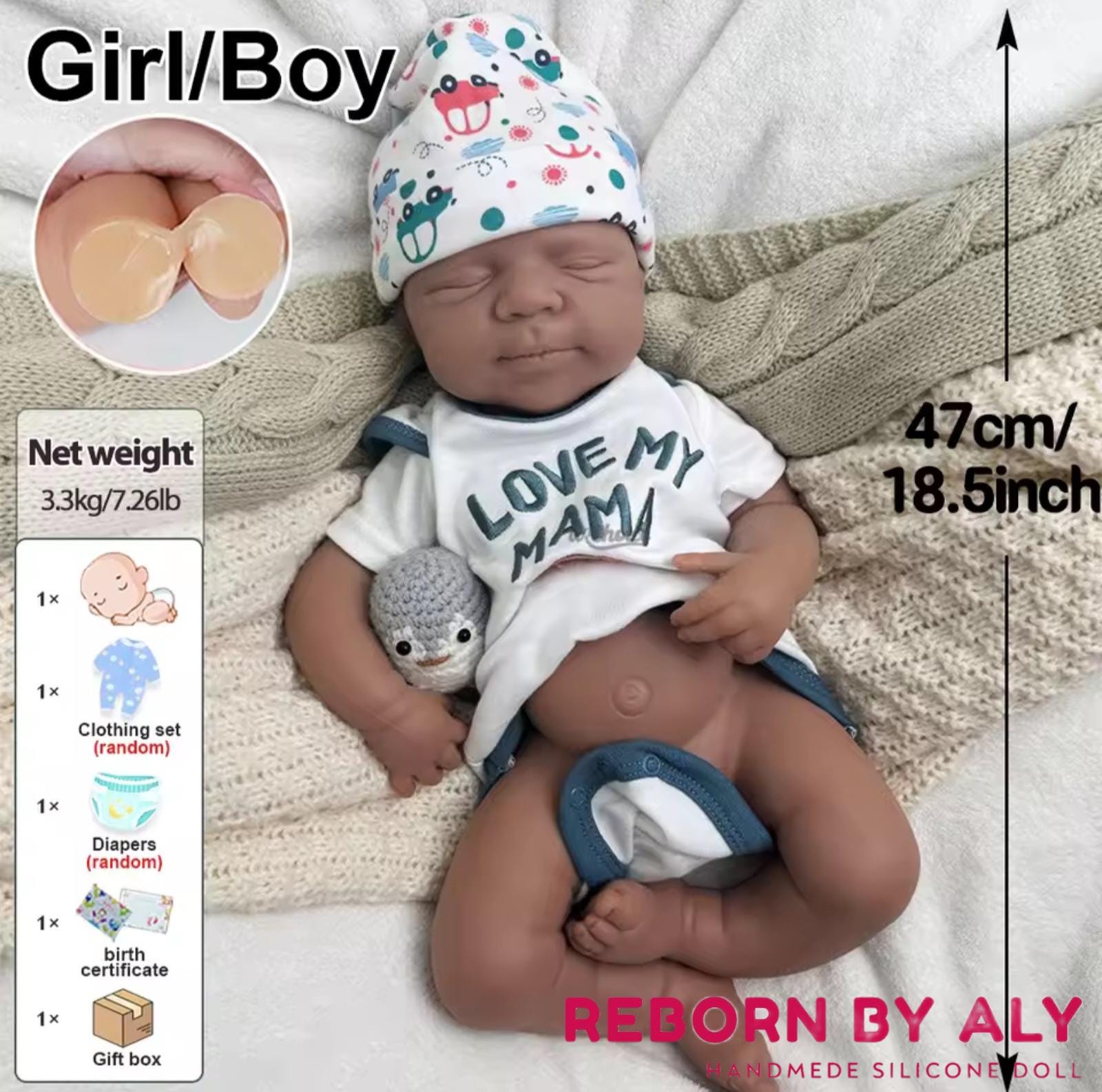Black Silicone Reborn Doll | Black Reborn Doll | Reborn Baby Dolls